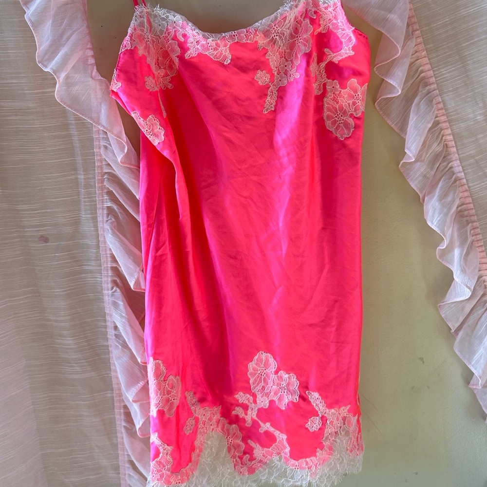 Neon pink with lace Victoria’s Secret lingerie!